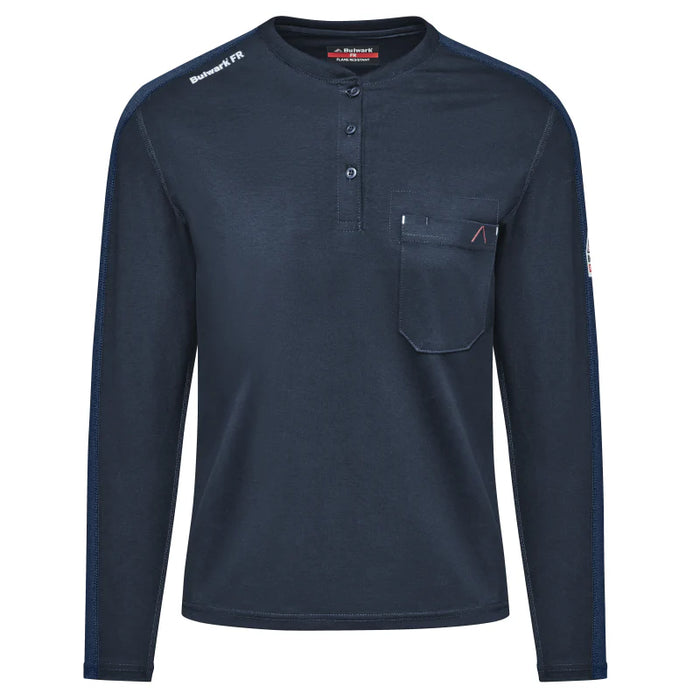 Bulwark® Flame Resistant Women's Knit Henley Shirt - Navy - STL3