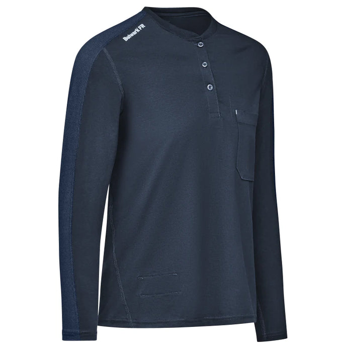 Bulwark® Flame Resistant Women's Knit Henley Shirt - Navy - STL3