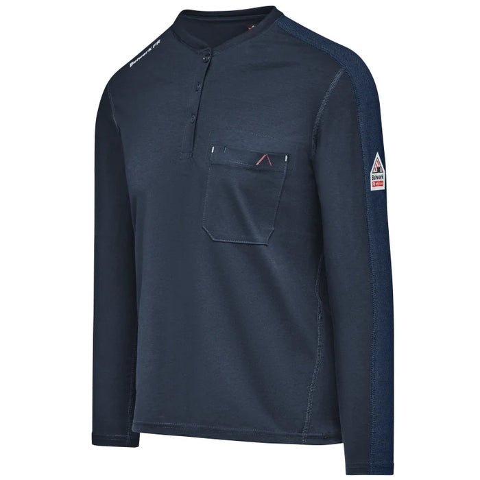 Bulwark® Flame Resistant Women's Knit Henley Shirt - Navy - STL3