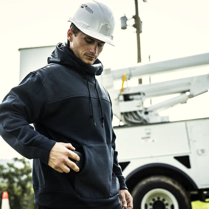 Bulwark® Men's Flame Resistant Durable Fleece Hoodie - Navy - SMM4