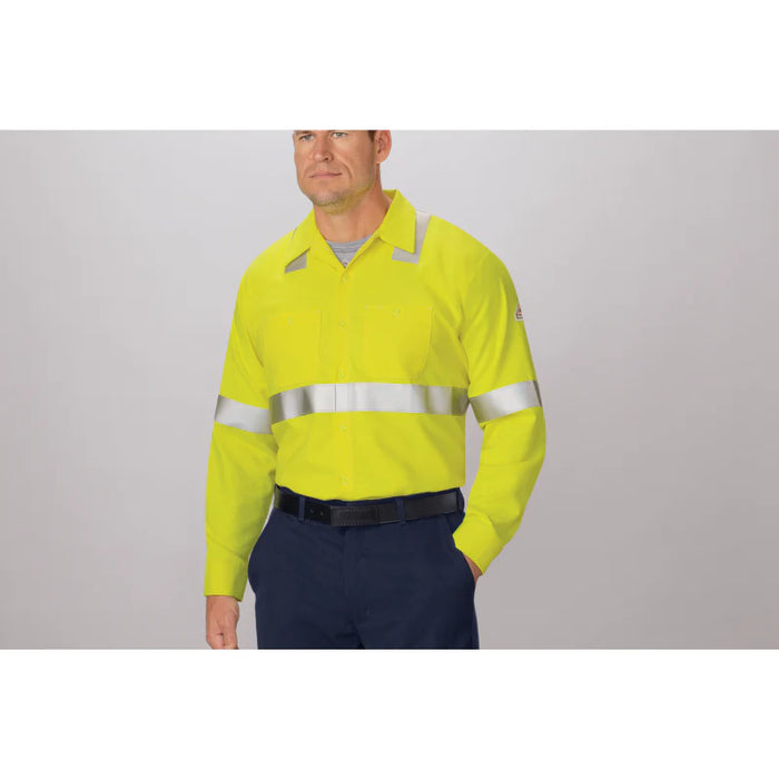 Bulwark® Men's Flame Resistant - Hi Vis Midweight Work Shirt - Yellow - SMW4