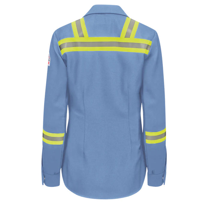 Bulwark® Women's Flame Resistant Enhanced Visibility Work Shirt - Light Blue - SMS5