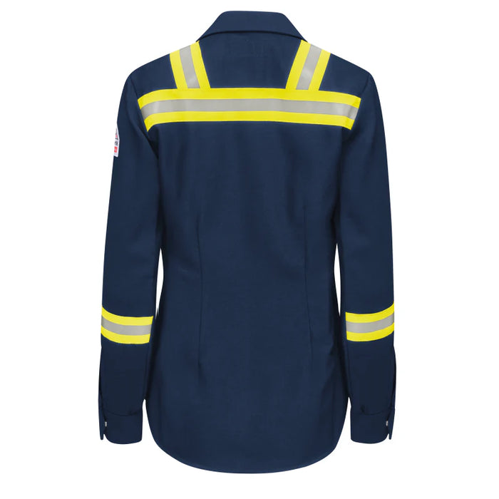 Bulwark® Women's Flame Resistant Enhanced Visibility Work Shirt - Navy - SMS5-NV
