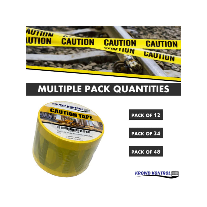 328' Ft Long 'CAUTION' Barricade Tape Roll - 3" Wide - Yellow