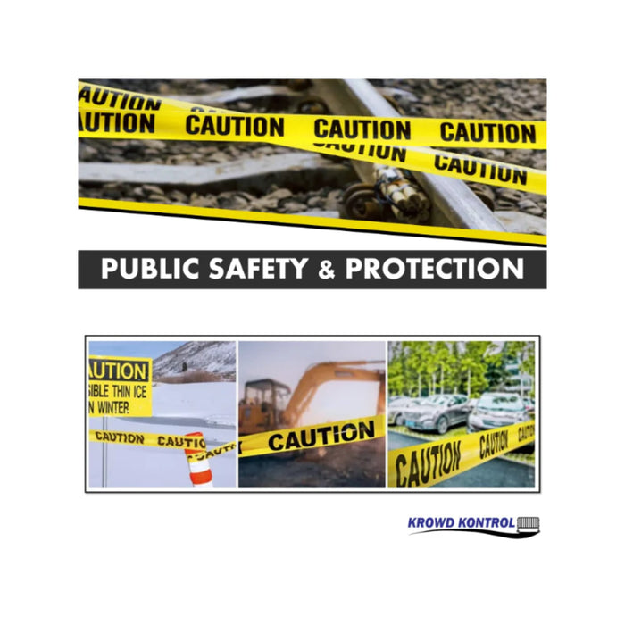 328' Ft Long 'CAUTION' Barricade Tape Roll - 3" Wide - Yellow