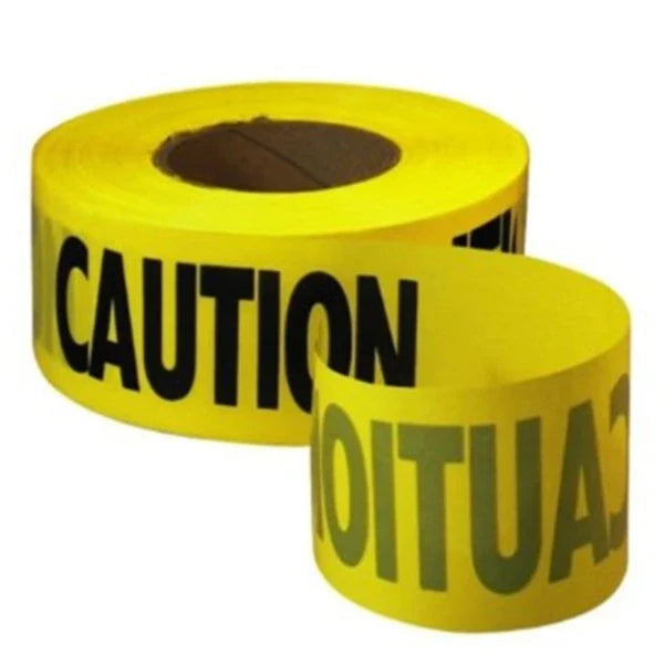 328' Ft Long 'CAUTION' Barricade Tape Roll - 3" Wide - Yellow