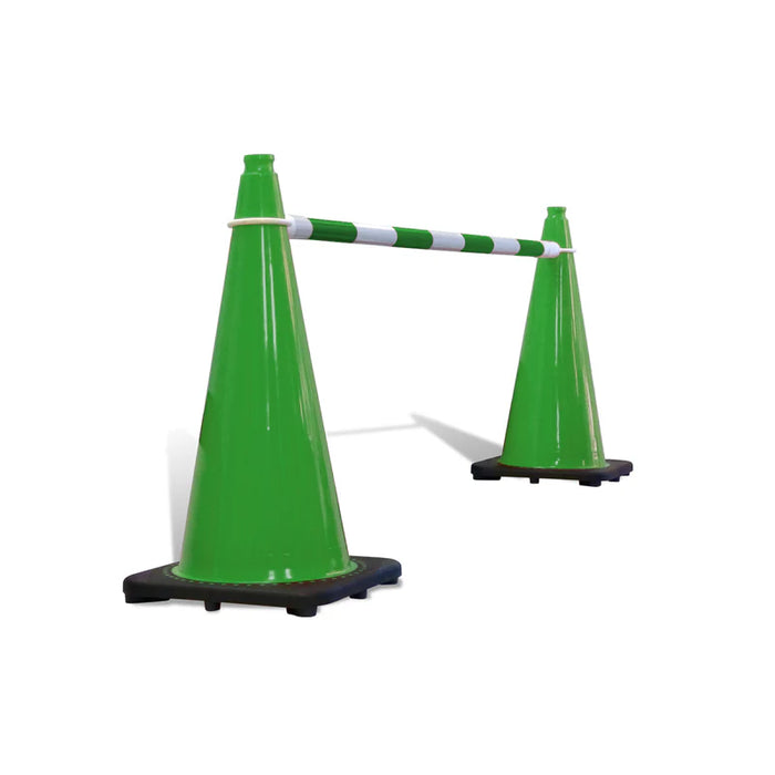 JBC Safety Retractable Traffic Cone Bar - 3.35ft to 6.6ft - Green/White