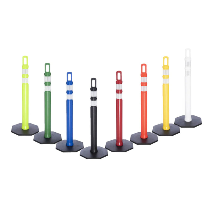 42" JBC Safety Arch Top Traffic Delineator Post Kit - Yellow Post + 12 LBS Base