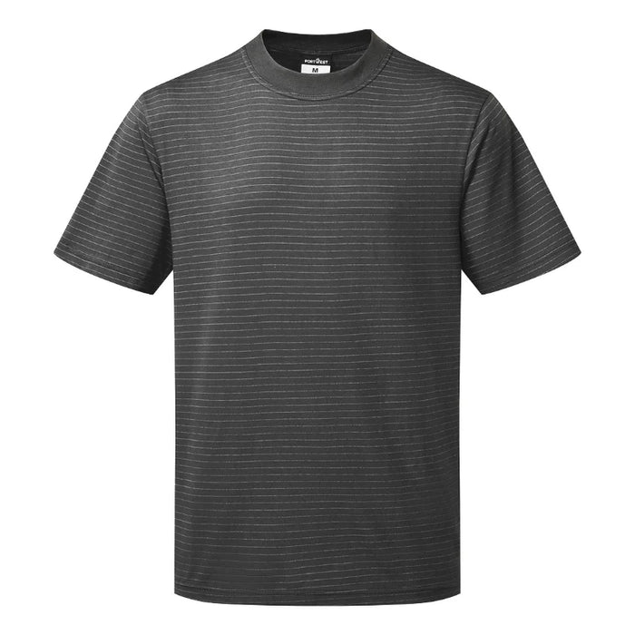 Portwest® ESD T-Shirt Anti-Static, Short Sleeve Cotton Work Tee - Black - AS20