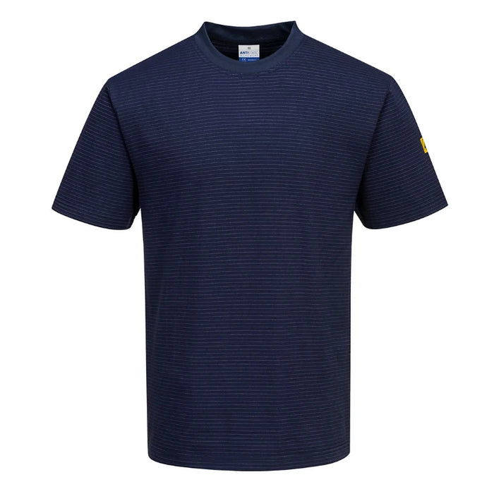 Portwest® ESD T-Shirt Anti-Static, Short Sleeve Cotton Work Tee - Black - AS20