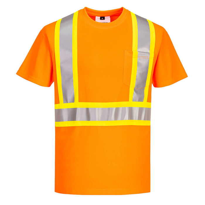 PORTWEST® X-Back Contrast Tape Short Sleeve T-Shirt - ANSI Class 2 - CA110 - Safety Vests and More