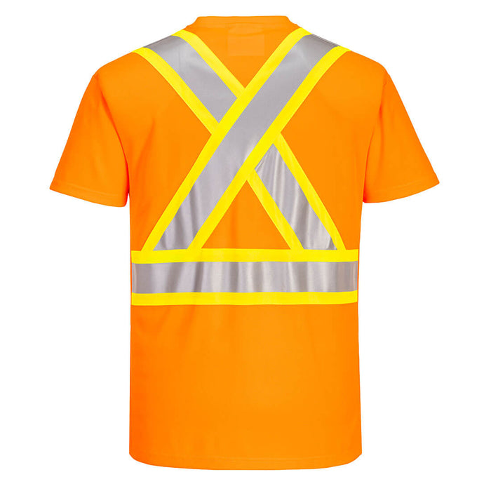 PORTWEST® X-Back Contrast Tape Short Sleeve T-Shirt - ANSI Class 2 - CA110 - Safety Vests and More