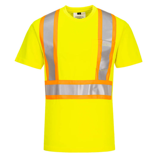 PORTWEST® X-Back Contrast Tape Short Sleeve T-Shirt - ANSI Class 2 - CA110