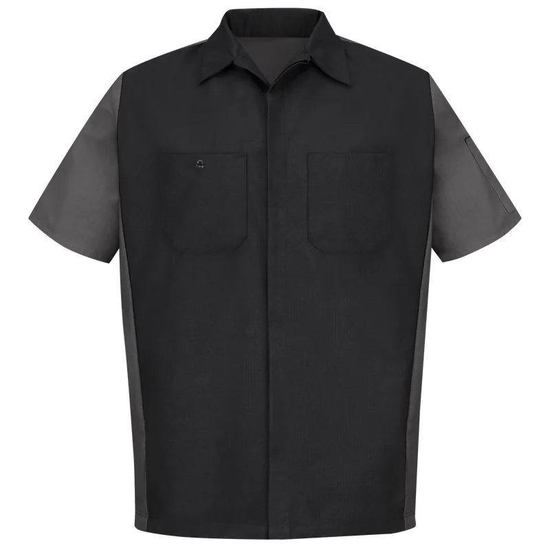 Red Kap® Men's Short Sleeve Two-Tone Crew Shirt - Black/Charcoal - SY2 ...