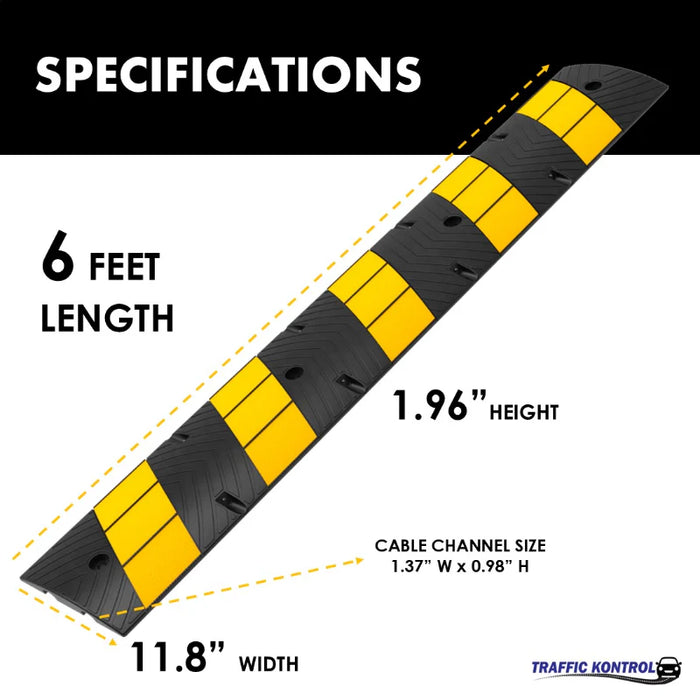 Rubber Speed Bump - 6 Feet Long - Yellow Black