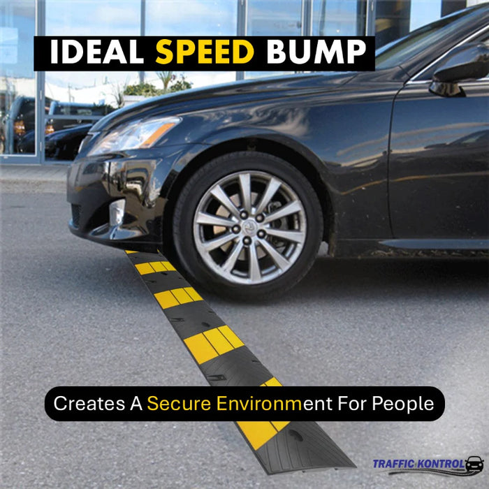 Rubber Speed Bump - 6 Feet Long - Yellow Black