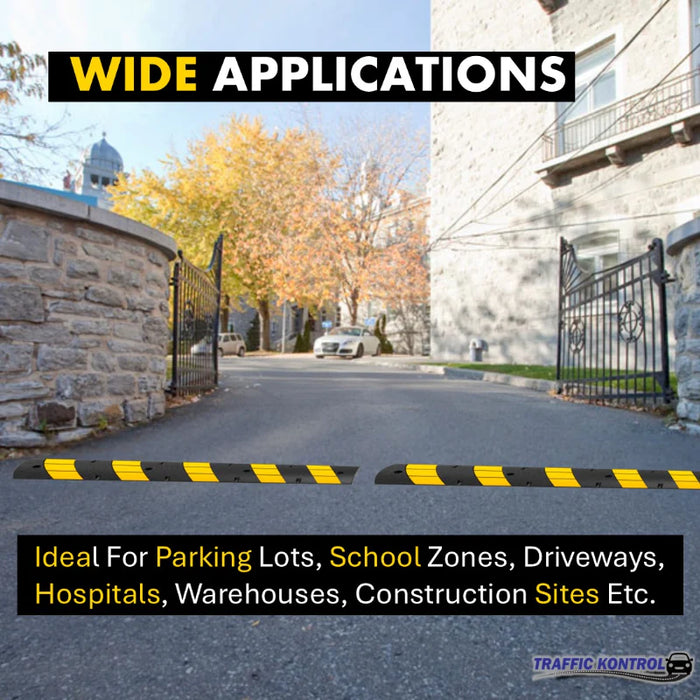 Rubber Speed Bump - 6 Feet Long - Yellow Black