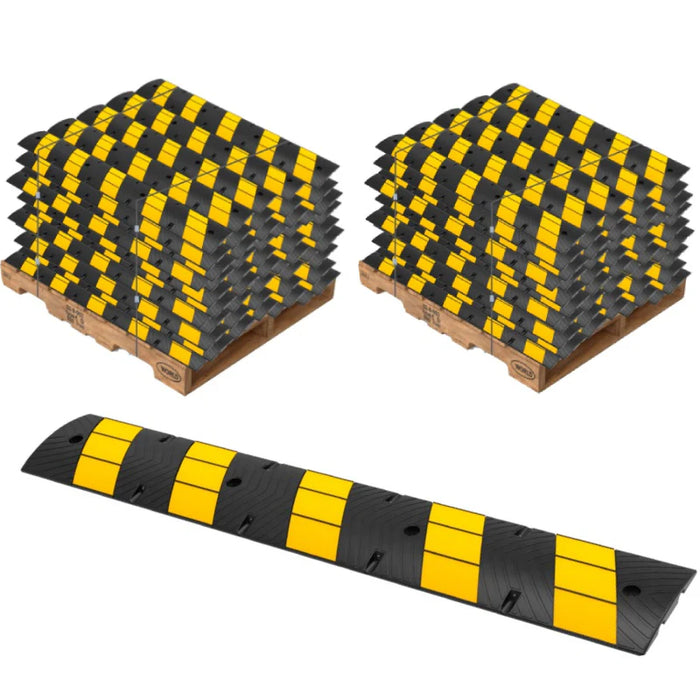 Rubber Speed Bump - 6 Feet Long - Yellow Black - Bulk Pallet