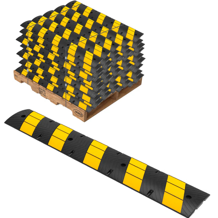 Rubber Speed Bump - 6 Feet Long - Yellow Black - Bulk Pallet