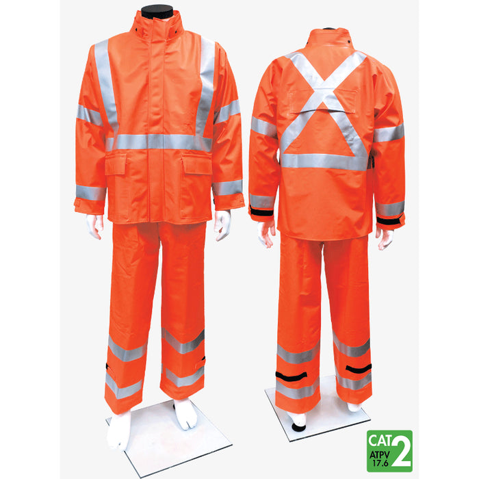 IFR Workwear® Flex Arc Polyurethane Cotton Rain Jacket - Reflective Trim - Style 7215SJ - Orange