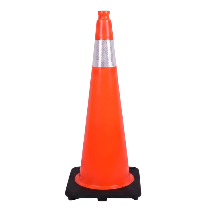 28" Traffic Safety Cone - 7 Lbs - Safety Orange Pylon - 6" Inch Hi Intensity Reflective Collars
