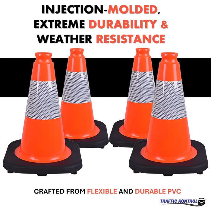 12" Traffic Safety Cone - 1.7 Lbs - Orange - 4" Inch Hi Intensity Reflective Collar