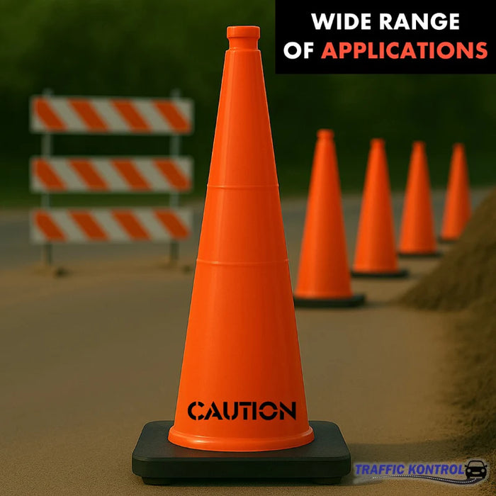 28" CAUTION Traffic Cone - 7 Lbs - Safety Orange - No Reflective Collar