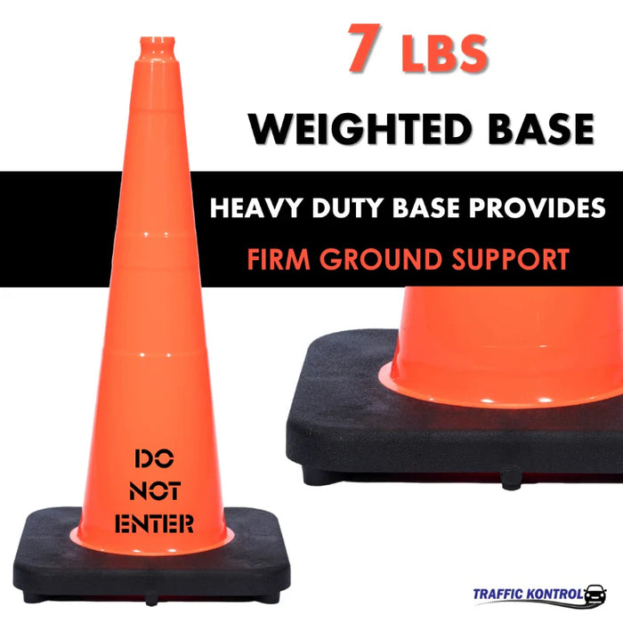 28" DO NOT ENTER Traffic Safety Cone - 7 Lbs - Orange - No Reflective Collar - Bulk Pallet