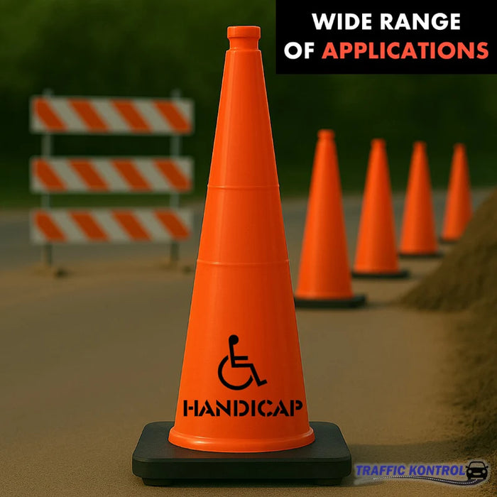 28" HANDICAP Traffic Safety Cone - 7 Lbs - Orange - No Reflective Collar - Bulk Pallet