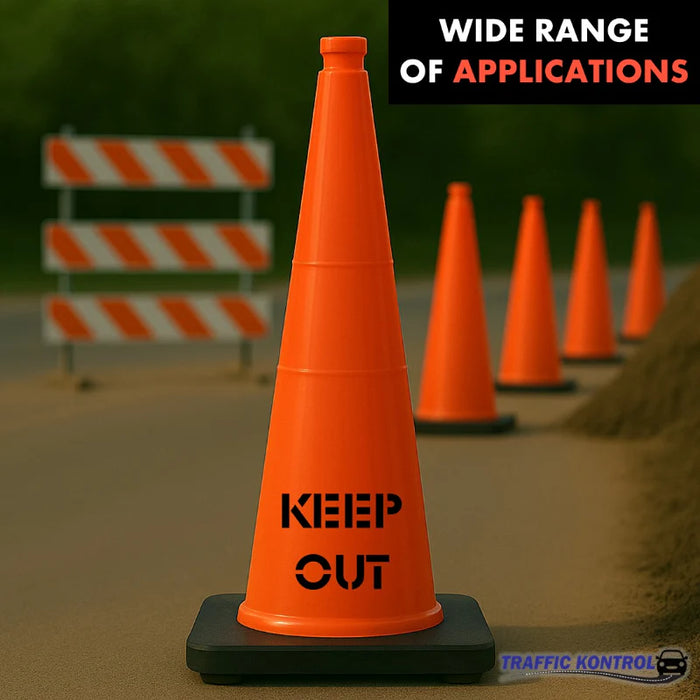 28" KEEP OUT Traffic Cone - 7 Lbs - Safety Orange - No Reflective Collar