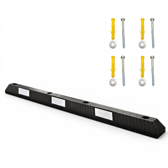 Parking Block - 6 Foot Long - Rubber Curb Wheel Stop - With Installation Lag Bolts - White