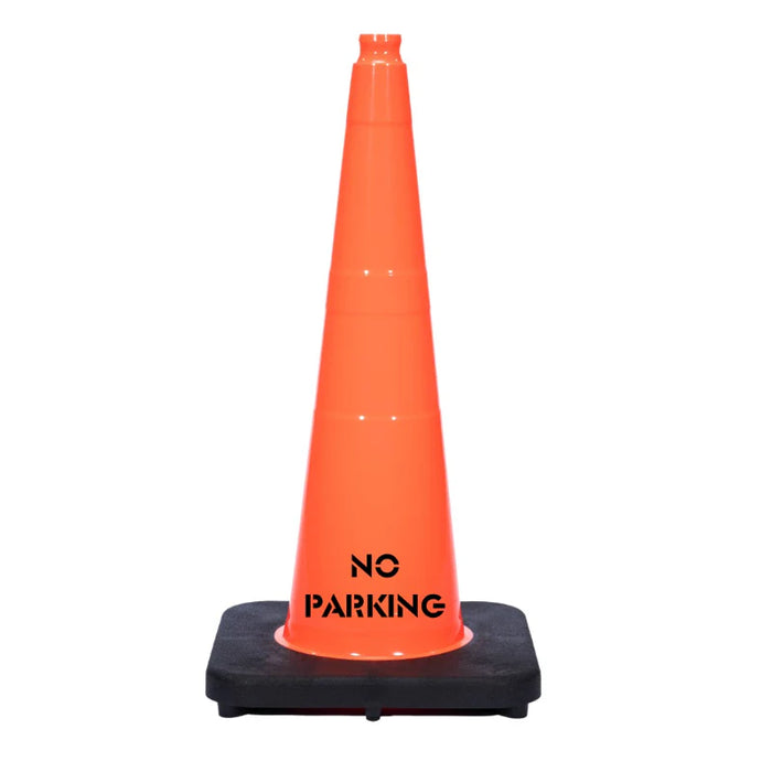 28" NO PARKING Traffic Cone - 7 Lbs - Safety Orange - No Reflective Collar