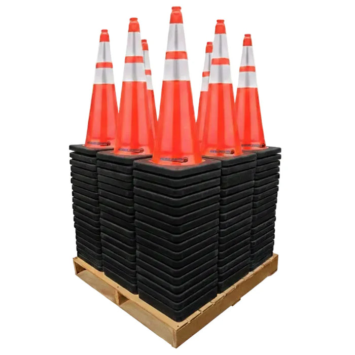 28" Traffic Safety Cone - 5 Lbs - Orange - 6" + 4" Inch Hi Intensity Reflective Collars