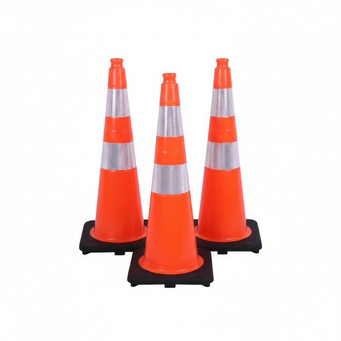36" Traffic Safety Cone - 10 Lbs - Safety Orange Pylon - 6" + 4" Inch Hi Intensity Reflective Collars